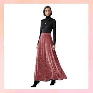 Canda Vintage Pink Crushed Velvet Maxi Long Skirt Size 34 / US 4